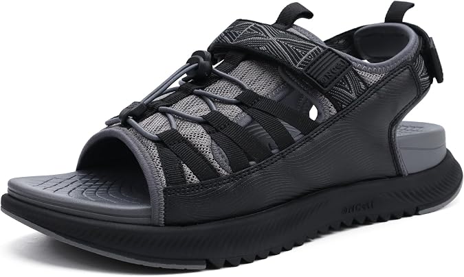 ONCAI Men Hiking Sandals, Arch Support Walking Sandals with Outdoor Orthotic Footbed for Plantar Fasciitis, Hombre Sandalias Recovery Sport Size 7-14