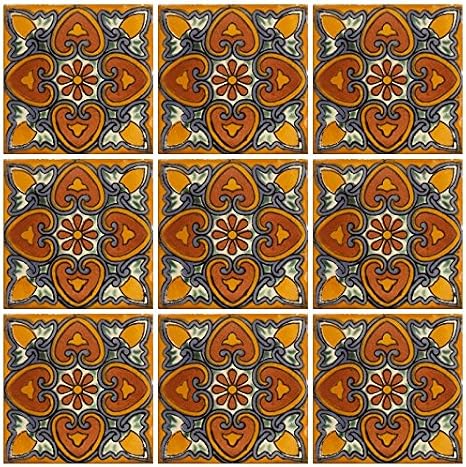 Ceramic Talavera Mexican Tile 4x4", 9 Pieces (NOT Stickers) A1 Export Quality! - EX401