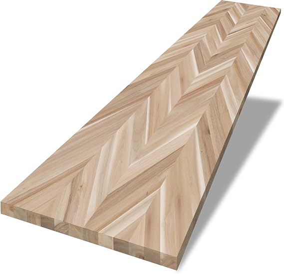 Howizz Chevron Butcher Block Countertop 48 x 25 x 1.5 Inches, Unfinished Acacia Solid Wood Table Top for Desk Top, Workbench Top, Kitchen Countertop