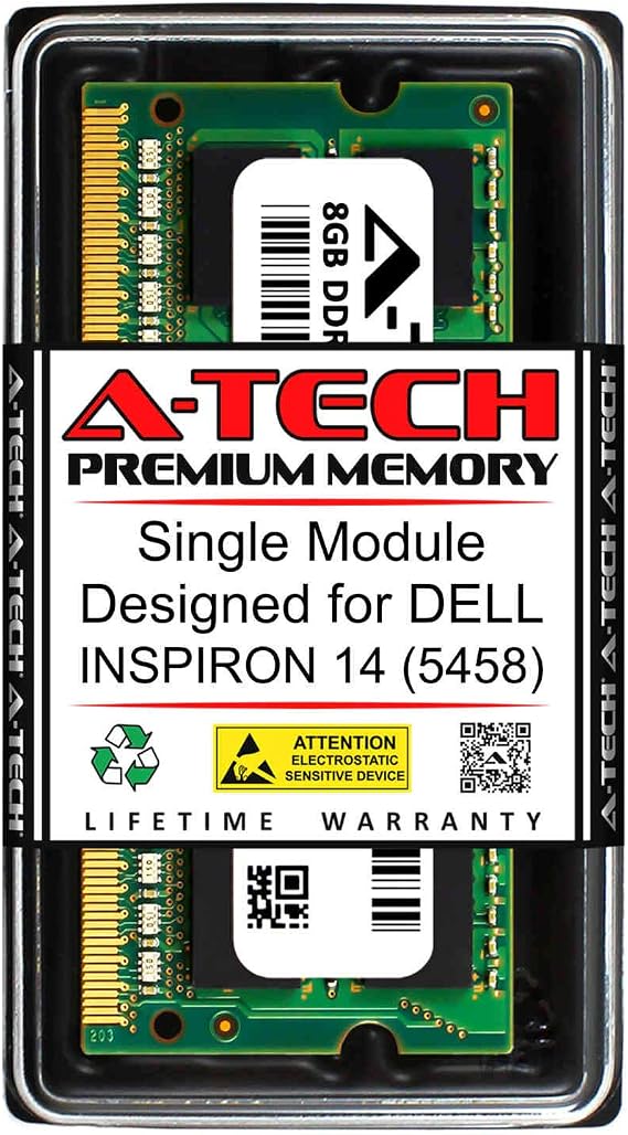 A-Tech 8GB RAM for DELL INSPIRON 14 (5458) | DDR3 1600MHz SODIMM PC3-12800 204-Pin Non-ECC Memory Upgrade Module