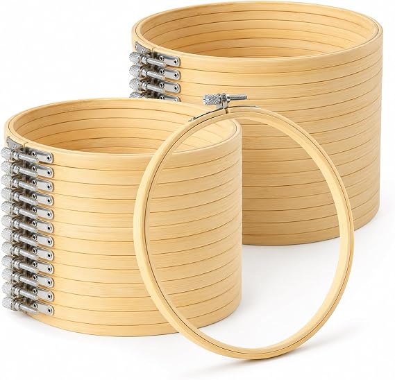 EATHEATY 20 Sets 6 Inch Bamboo Embroidery Hoops for Cross Stitch