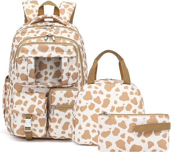 School Backpack for Girls 3Pcs Set Elementary Middle School Book Bags with Lunch Box Pencil Case