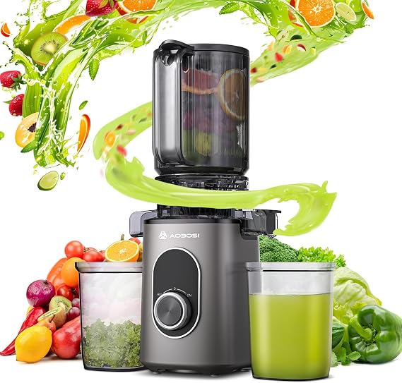 AAOBOSI Cold Press Juicer,4.35" Large Feed Chute Masticating Juicer Machines (Upgrade) High Juice Yield Slow Juice Extractor fit Fruits &Vegetables, Easy to Clean, New Designed for Home and Travel