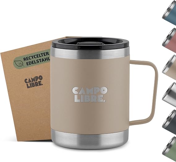 Campo Libre.® Tito I Stainless Steel Thermal Mug 350 ml with Lockable Lid I Camping Mug Coffee to Go I Thermal Mug I Thermal Mug with Handle Coffee Mug to Go Thermal I Thermal Coffee Mug