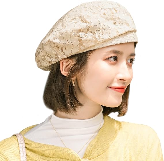 Women's Chic Lace Beret French Dress Beret Vintage Summer Fascinator Hats for Ladys