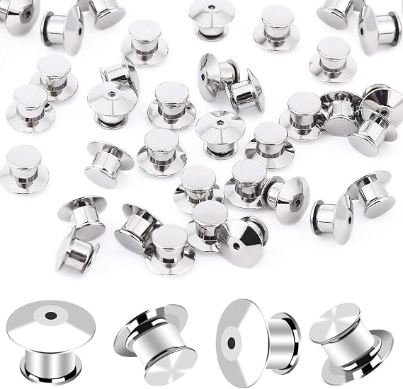 DECYOOL 200Pcs Metal Locking Pin Backs for Enamel Lapel Badges