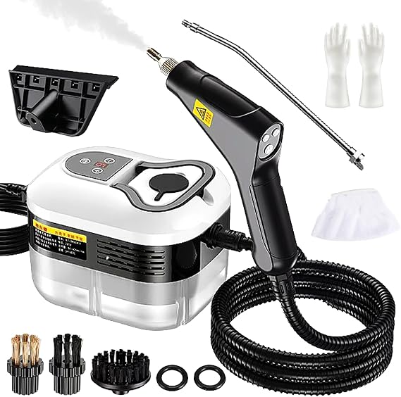 2500w Steam Cleaner,6 Adjustable Levels,1.2L Large Capacity,15s Fast Heating Hand Held Steam Cleaner with 5 Brush Heads&Gloves,Portable Steamer for Home Tile Floor Couch Cleaning
