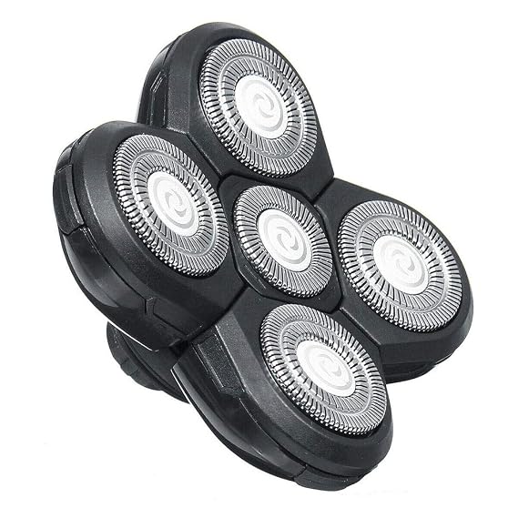 Shaver Blade Heads for 5 Heads Razor Blade Heads, Electric Razor Head Replacement Blades Beard Cutter Easy Install for Head and Face (Black)