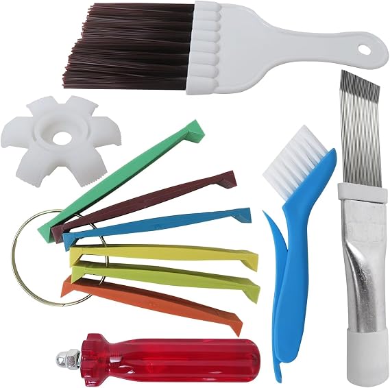 Air Conditioner Fin Cleaner Set, AC Fin Comb Condenser Fin Straightener, Condenser Air Refrigerator Fin Cleaner Evaporator Radiator Cleaning Tool Set(5 Pieces/Set)