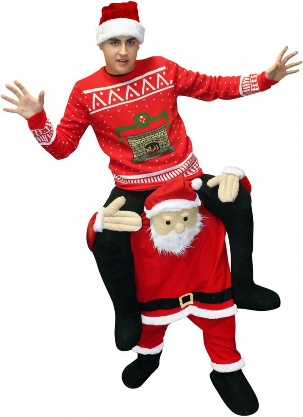 Morph Santa Piggyback Costume, Santa Claus Costume for Men, Funny Christmas Costumes, Christmas Costumes for Men