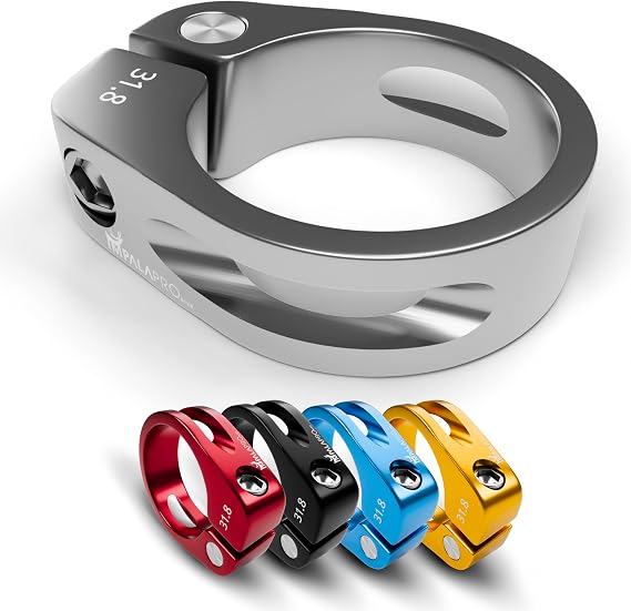 IMPALAPRO Seatpost Clamp 31.8 mm – Ultralight 38gCNC 7075 Aluminium Bike Seat Clamp for MTB, Road & Folding Bikes, Anti-Rust Anodised Finish (Silver, 31.8 mm)