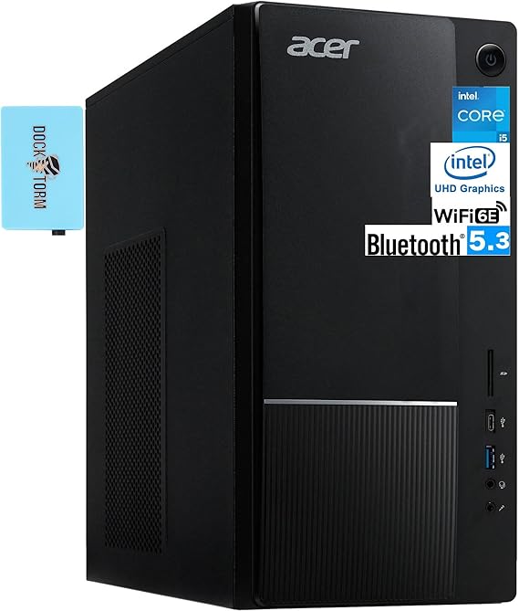 acer Aspire High Performance Professional Desktop PC (Intel i5-14400, 16GB DDR5, 4TB PCIe SSD, Intel UHD 730, 300W PSU, WiFi 6E, Bluetooth 5.3, RJ-45, 2 HDMI, Win 11 Home) w/Dockztorm Hub