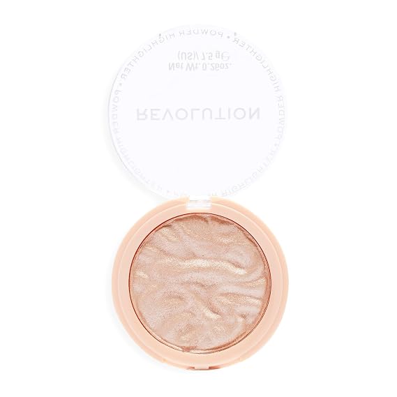 Revolution Reloaded Pressed Powder Highlighter, Just My Type | Intensely Pigmented for a High-Impact Glowy Finish, Vegan & Cruelty-Free, 0.22 oz