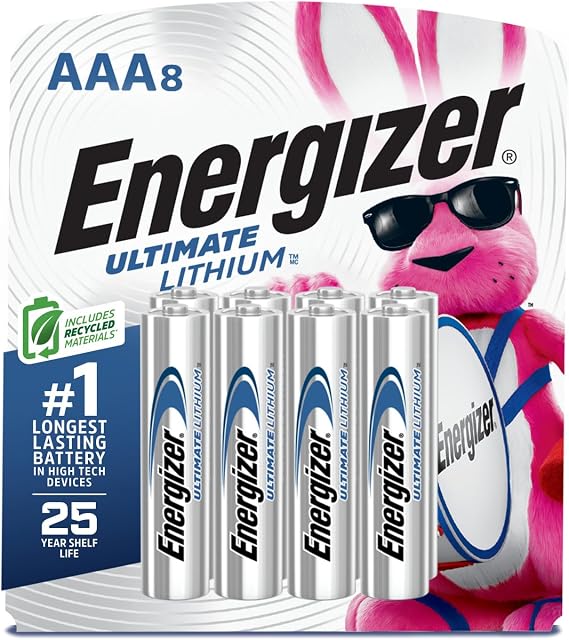 Energizer AAA Batteries, Triple A Lithium, 4 Count (Pack of 2)