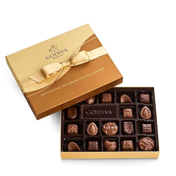Godiva Chocolatier Gourmet Chocolate Gift Box 18-Piece Assorted Chocolates for Birthday, Anniversary, Congratulations, Assorted Chocolate Candy Assortment with Praline, Caramel, Ganache