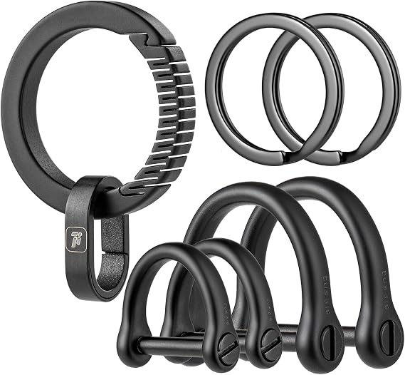 Carabiner Clip with Titanium Mini Quick Release Connecting Key Chain Rings