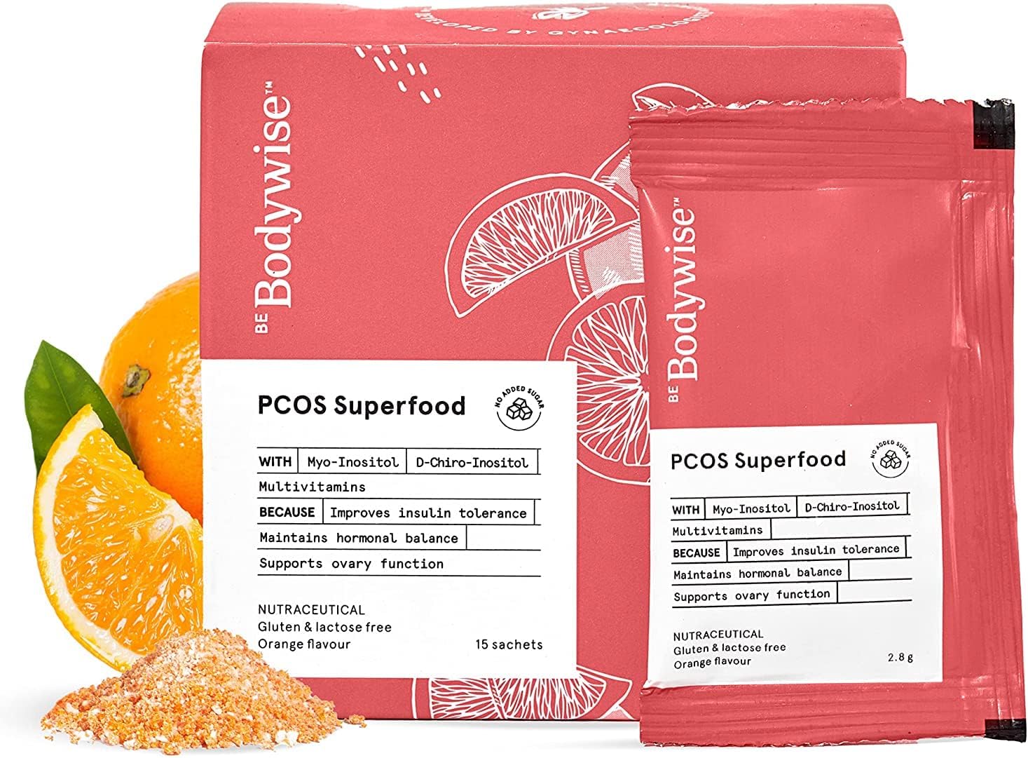 Naturix Be Bodywise PCOS Superfood for Women | Manages Irregular Periods &amp;amp; Hormonal Imbalance | with Inositol &amp;amp; Multivitamins | 100% Vegetarian | Sugar Free Orange Flavor | 15 Sachets