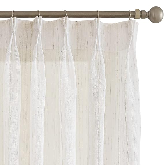 LETAU Long Sheer Beige Curtains 108 inches, Linen Texture Pinch Pleated Window Sheer Curtains Panels Drapery, 52" W x 108" L, 2 Panels