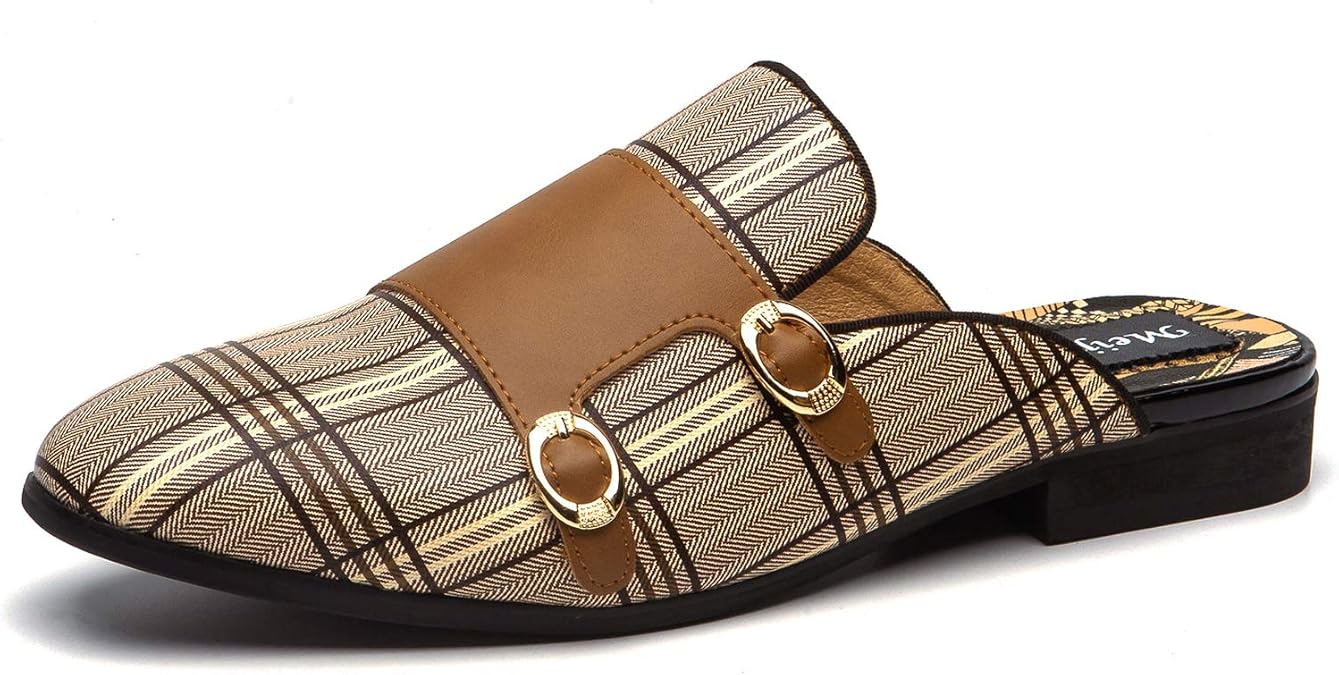 Meijiana Men's Slippers Slip-On Loafers Leather Formal Wear Casual Open Back Sandals