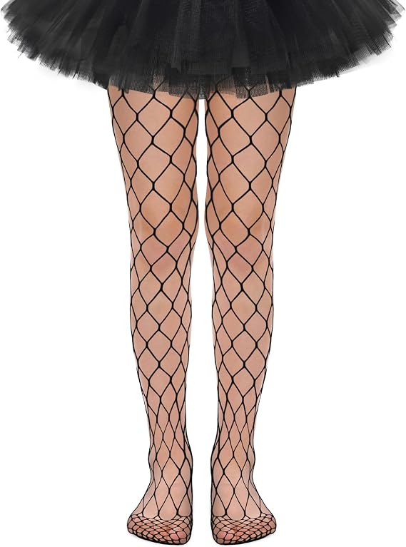 qikqik Girls Fishnet Tights Kids Fishnet Stockings Toddler Glitter Tights Girls Sparkly Stockings Rhinestone Halloween Socks