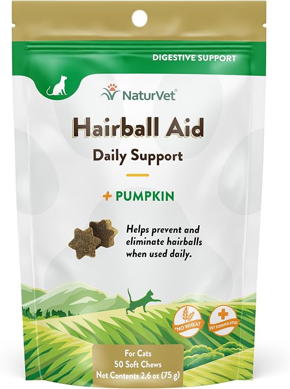 NaturVet Hairball Remedy Vitamin & Digestive Aid Supplement - 50 Soft Chews