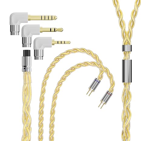 ARTTI A3 Pure IEM Earphone Cable 2.5/3.5/4.4mm 3in1 Plug Detachable Earbuds Upgraded Cable, Replacement Cable for Audiophile Musician(2PIN, Right Angle)
