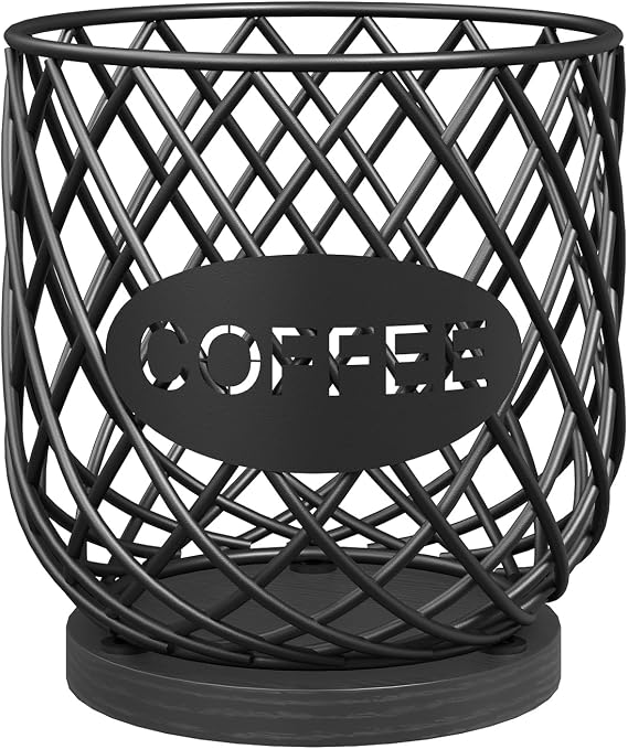 YATINEY Coffee Pod Holder Organizer, Compatible with K Cup & Nespresso Vertuo Pods, Large Capacity Coffee Pod Basket, Versatile Coffee Capsule Storage Organizer, for Kitchen Countertop, Black KH09BB