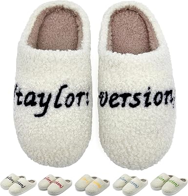 sharllen Taylors Slippers for Women Men,Cute House Slippers,Warm Plush Winter Slip on Bedroom Shoes,Indoor Comfy Fuzzy Fluffy Flat Slides
