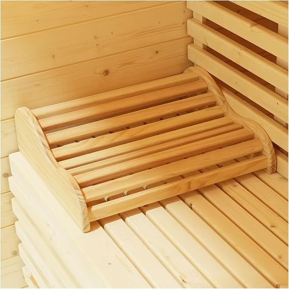 Sauna Headrest Pillow for Sauna Room, Sauna Accessories for Any Barrel or Infrared Sauna, Non-Toxic Wood Neck Pillow (Pine Wood, M)