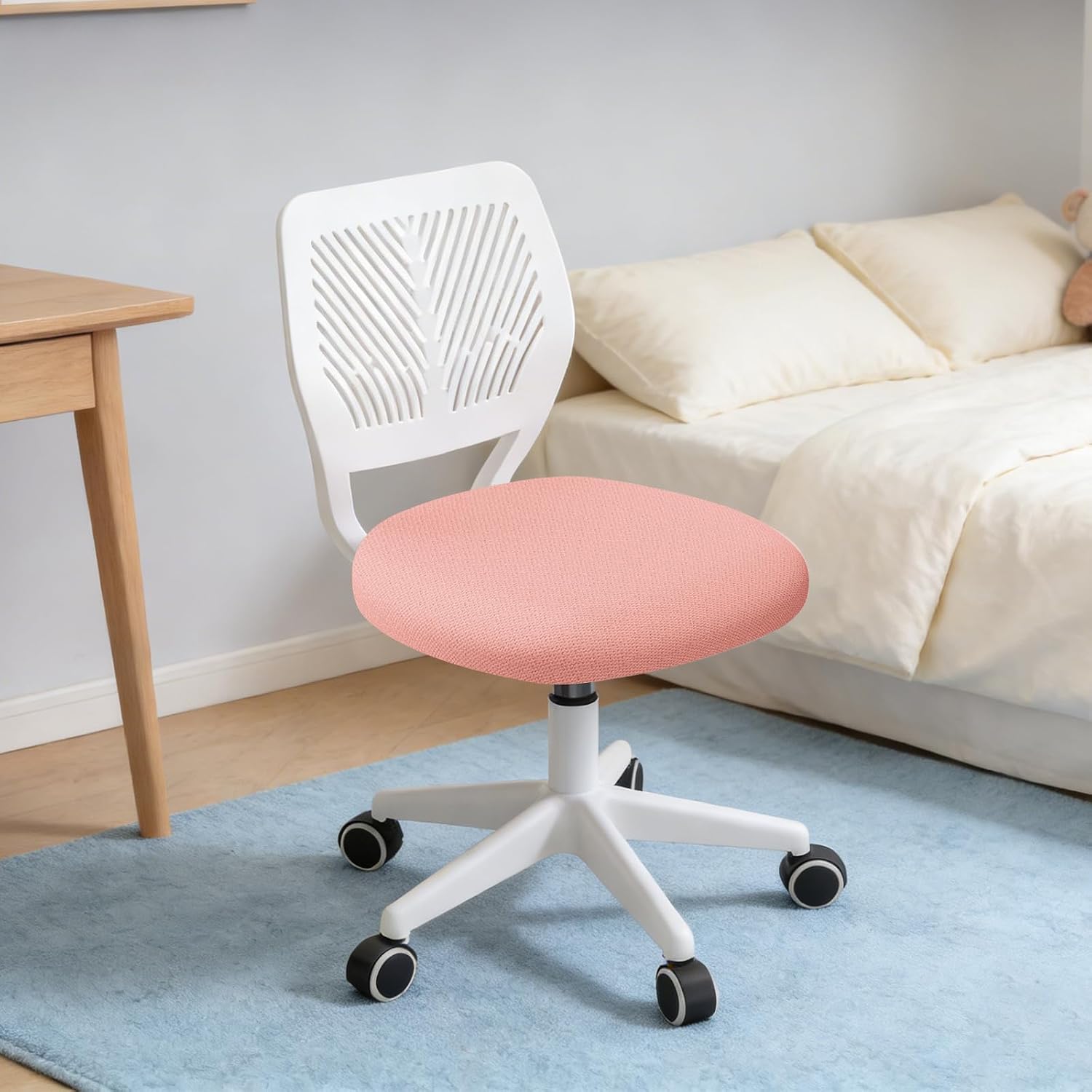 Armless Desk Chair Swivel Office Chair with Soft Padded Cushion, Height Adjustable Task Chairs, Ergonomic Study Chairs