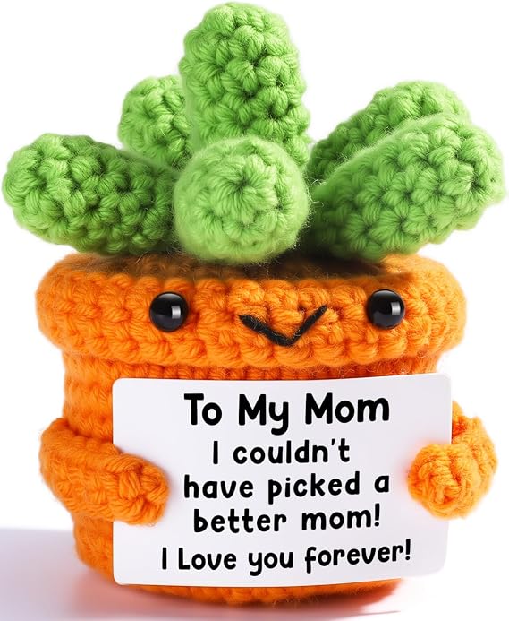 Gifts for Mom from Daughter Son, Handmade Crochet Succulent Decor, Funny Birthday for Her, Best Mom Ever Gifts, Sentimental Mothers Day I Love You Room Decor