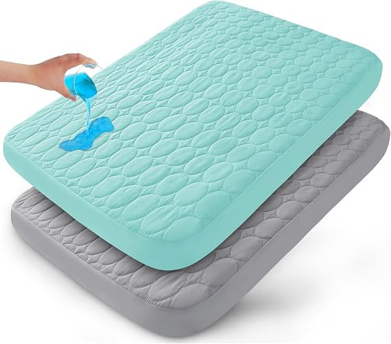 Pack and Play Sheets Fitted Quilted Waterproof Protector, 2 Pack Pad Covers