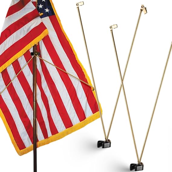 Gisafai 2 Pcs Flag Spreaders for Indoor Flag Pole Display Gold Banner Holder for Patriotic Veterans Day Juneteenth Independence Day, 19.69 Inches in Total Length