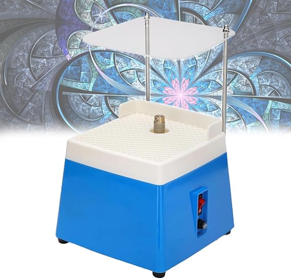Stained Glass Grinder, 4200r Mini Portable Stained Grinder, 65w Automatic DIY Bench Grinder Machine with Grinding Bit, for Glass Ceramic Arts Decoration,Blue(220V)