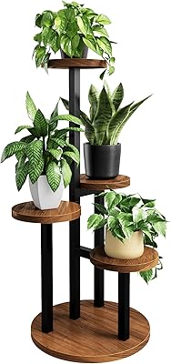 Bamworld Plant Tables Indoor Corner Plant Stand Tall Metal Wood Plant Shelf Outdoor Indoor Plant Table Rack 5 Tier Tier Plant Stand Garden Accessories for Living Room Balcony Patio
