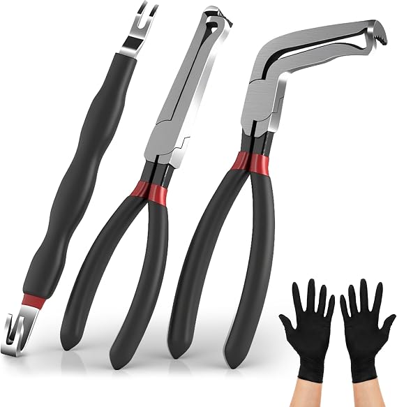 3PCS Electrical Disconnect Pliers Set: 8in 60° Automotive Fuel Line Tool
