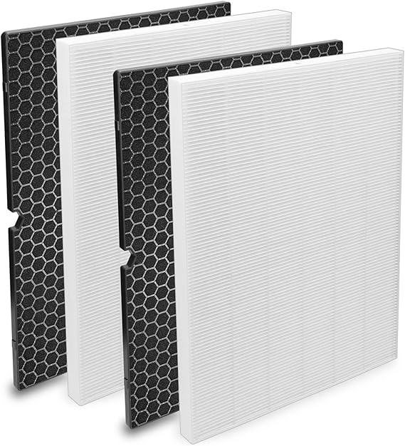 Colorfullife 2 Pack 116130 Replacement Filter H for Winix 5500-2 Air Purifier, 2 HEPA Filters & 2 Activated Carbon Filters Combo Pack