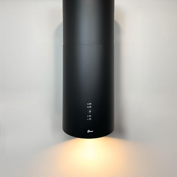 GURARI Island Hood GCH I 385 36 BL Prime Round Island Cooker Hood 36 cm Black Ceiling Cover 1000 m³/h 4 Levels Display LED Lighting Edge Extraction [Energy Class A]