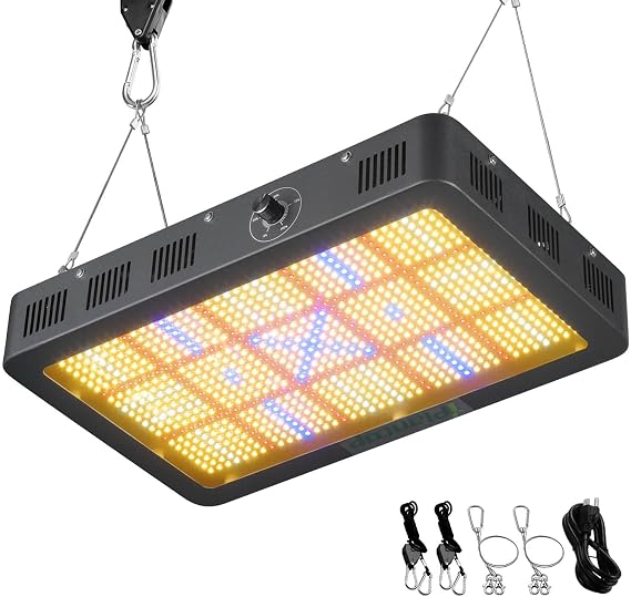 LED Grow Light Dimmable, 200W Full Spectrum for Indoor Plants with Daisy Chain Function