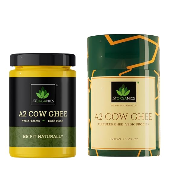 Le Organics A2 Cow Ghee 500 Ml | Curd - Churned L 5 Step Vedic Process L Churning By Bilona | Malai Madu Cow - Pure Indian Breed | Free Grazing Cows | Gmo Free | | Lab Certified L Glass Bottle