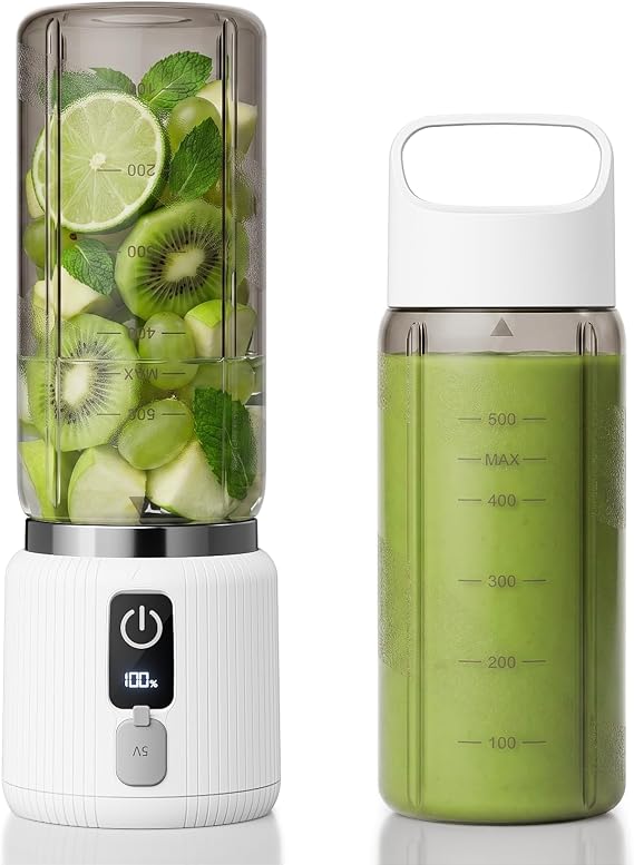 COKUNST Portable Blender, Smoothie Blender with LED Display, 17 oz, White