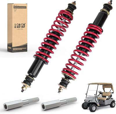 10L0L Golf Cart Front Rear Shock Absorber Set Coil Over Heavy Duty Shock Absorber Bolt Fits EZGO MedalistTXT 1994 Newer Gas or Electric, Replaces Part 70928-G01 76418-G01 2 Pack Red