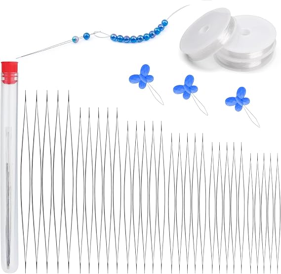 FTEVEN 37PCS Beading Needles, Big Eye Bead Needles for Jewelry Making
