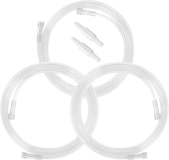 3 Pack Oxygen Tubing with 2pcs Oxygen Tubing Connector - 7Ft Premium Green Crush Resistant Non-Kinking Oxygen Tubes (Clear)