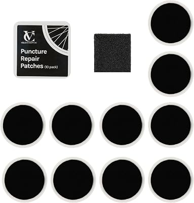 VeloChampion Puncture Repair Kit | Self-Adhesive Bike Tyre Patches for Road, MTB, BMX, Ebike| Travel Size Bicycle Puncture Repair Kit | 6, 10 or 40 Pack  Optional Tyre Levers
