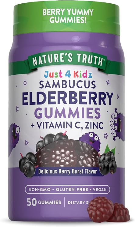 Nature's Truth Kids Elderberry Gummies | 50 Count | with Zinc and Vitamin C
