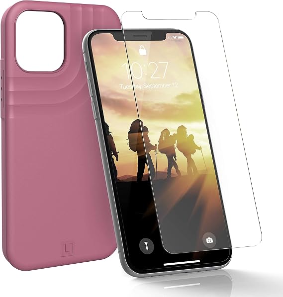 URBAN ARMOR GEAR [U] by UAG iPhone 12 Pro Max [6.7-inch Screen] Case Anchor, Matte Dusty Rose + iPhone 12 Pro Max [6.7-inch Screen] Screen Protector Tempered Glass, Clear
