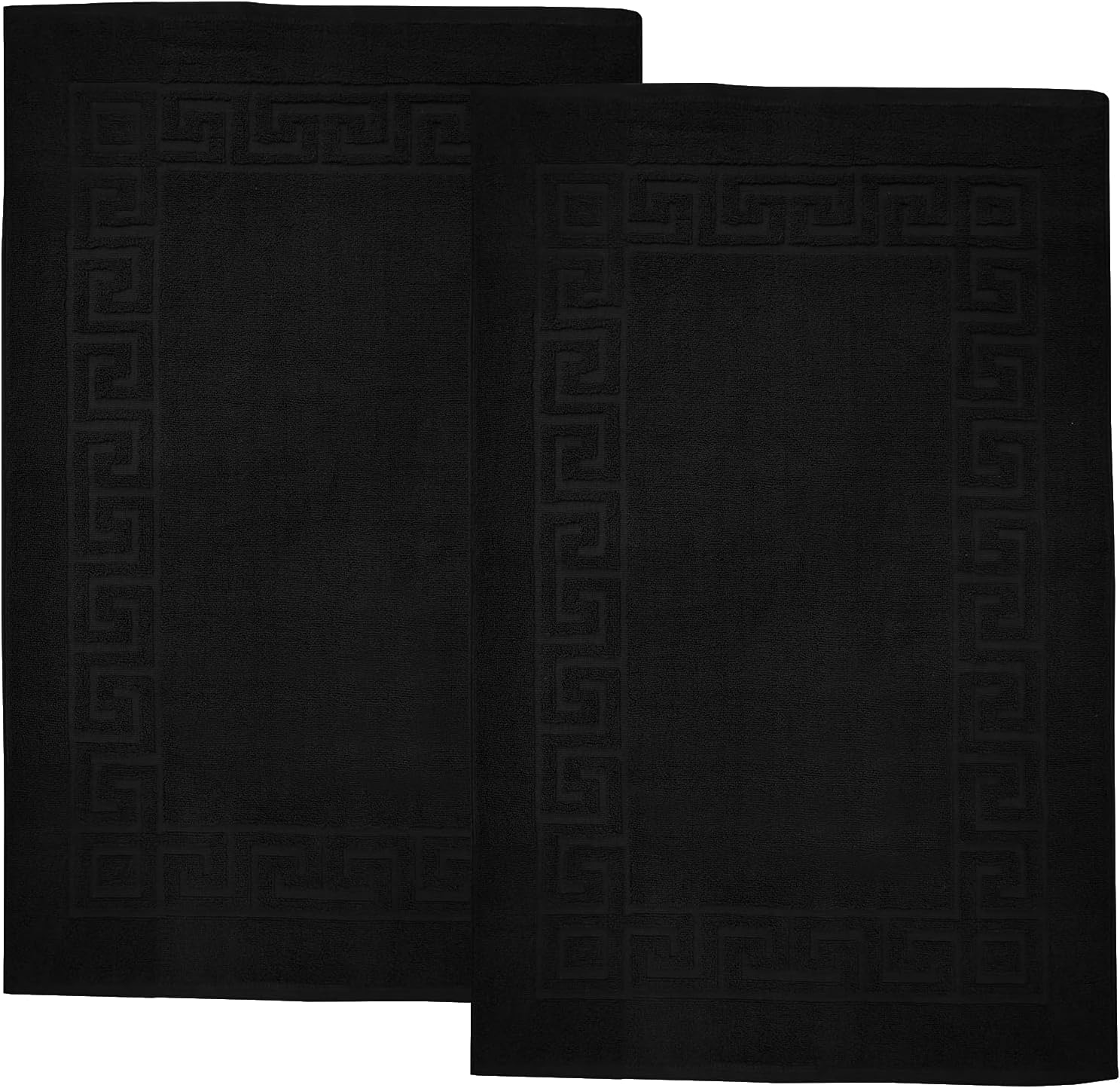 DAN RIVER Greek Bath Mat - Black, 100% Ring Spun Cotton, Pack of 2, 20x32 inches, 800 GSM, Non-Slip, Absorbent, Quick Drying, Machine Washable Bathroom Floor Mats for Shower, Kitchen & Bath