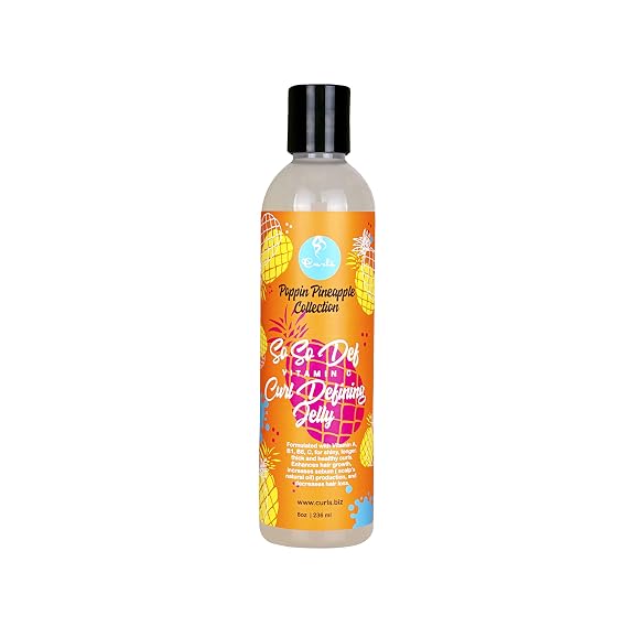 Curls Poppin Pineapple So So Def Vitamin C Defining Jelly - Shinier, Longer, Thicker, Healthier Hair - Hydrating and Frizz Free - All Curly Hair Types - 8 Oz