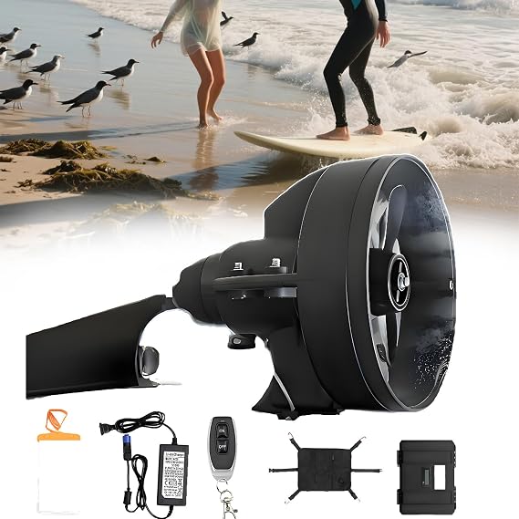 Kayak Motor Kit, Motor for Kayak, 12v Underwater Thruster Fin with 288w Power, 5 Km/H Thrust for 90 Minutes, Includes Kayak Adapters and Remote, Universal Fit, Lightweight